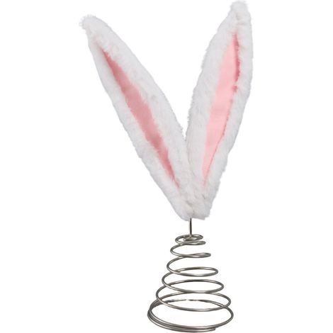 Garniture Pour Sommet D Arbre De Paques - Oreilles De Lapin Longues - Base Metal - Decoration Printemps Intérieur - 1 Pièce (1/5)
