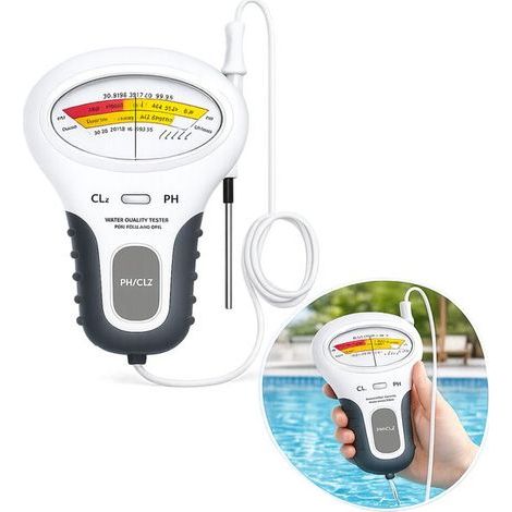 Testeur numérique de piscine – Blanc/gris – 2 en 1 (chlore et pH) – Précis et portable – Qualité de l'eau (1/5)