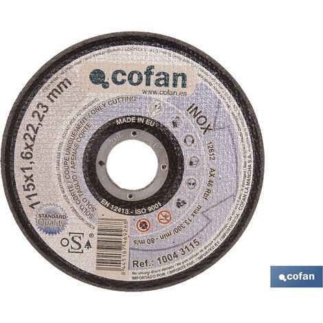 Disque à tronçonner de 115 mm pour métaux, d'une épaisseur de 1,6 mm, certifié conforme à la norme ISO 9001. (1/4)