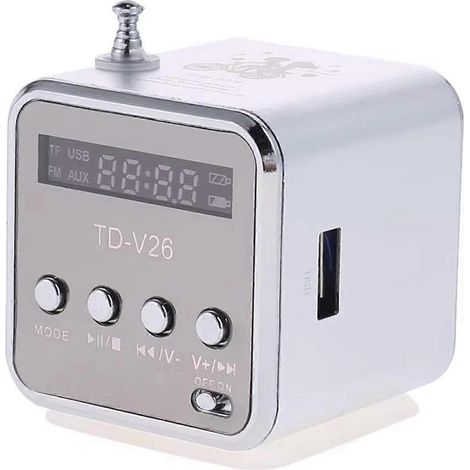 Deux mini enceintes portables TD-V26, compatibles avec les cartes TF, la radio FM, l'entrée AUX, un lecteur de musique stéréo et une enceinte Bluetooth. (1/5)