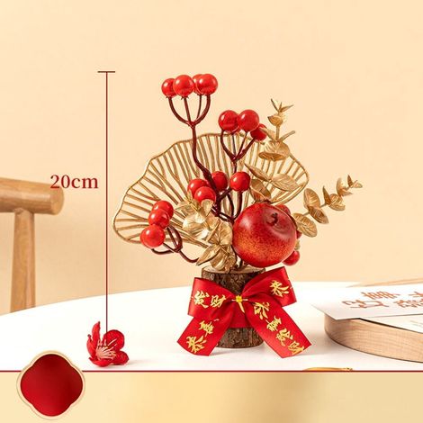 Branches De Baies Rouges - Décoration Artificielle En Plastique Pour Fête Du Printemps Mariage Et Intérieur - Pot Tablette Décoratif - Lot De 1 (1/5)