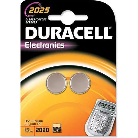 PILA DURACELL BOTÃN LITIO CR-2025 3V 2 UNIDADES