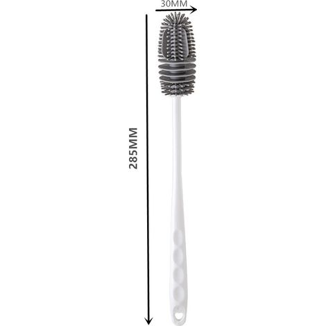 (Blanc, 1 pièce) Brosse de nettoyage en silicone pour verres/bouteilles d'eau, brosse de nettoyage à long manche pour biberons (1/5)