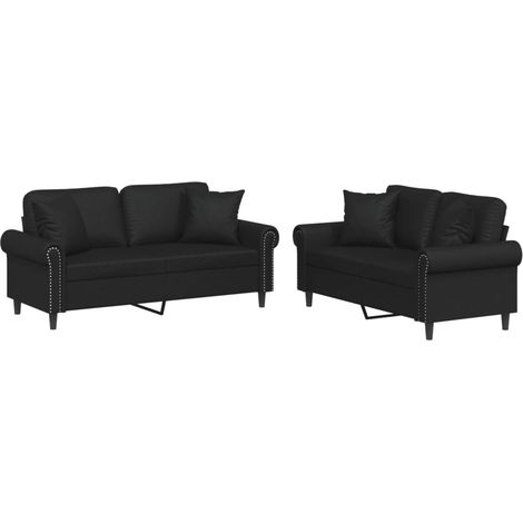 Maison Exclusive - Set di Divani 2 pz con Cuscini Nero in Similpelle