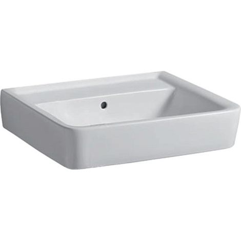 Lavabo Geberit RENOVA PLAN 550x440mm sin orificio para grifería con rebosadero blanco KT