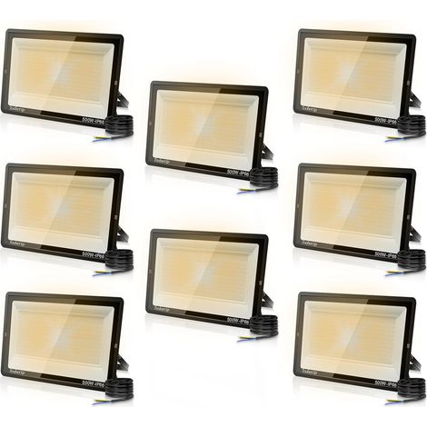 8PCS 500W Projecteur LED Extérieur, Spot LED Exterieur 50000LM Super Lumineux 3500K Blanche Chaude Éclairage de Sécurité Extérieur IP66 Imperméable pour Garage Jardin Terrasse Parking (1/5)