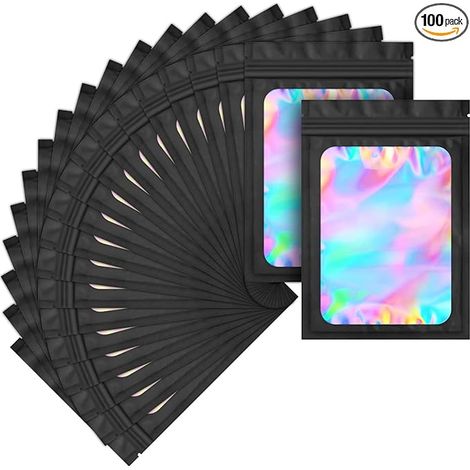 Sachet auto-scellant irisé découpé au laser, 912cm, noir, 14 mils. (1/5)