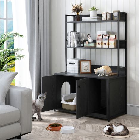 Katzentoilettenschrank mit Stauraum, 3 Ebenen, 2 Türen OKMYHOME (1/5)