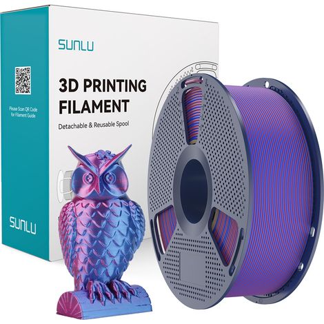 Filamento SUNLU PLA+ Seda Doble Color 1,75 mm 1 kg (rojo-azul) (1/5)