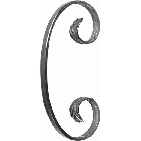 Deco Fer Forge – Volute en C fer forgé finition queue de carpe – Hauteur 190mm – Largeur 95mm – Section 12x6mm – À souder pour portail et clôture