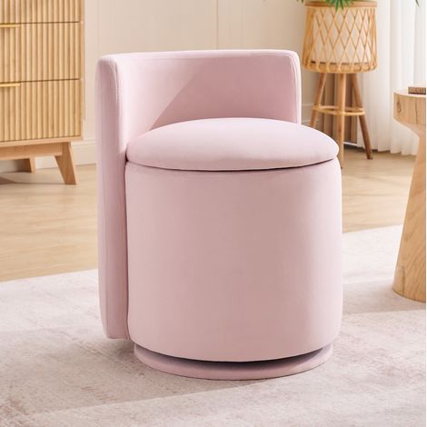 Sedia trucco con contenitore in velluto rosa OKMYHOME (1/3)