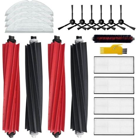 Accessories for Roborock S8 S8+ robot vacuum cleaner. Replacement parts, 18 packs: 2 sets of roller brushes, 4 filters, 6 side brushes, 4 mop pads. (1/4)