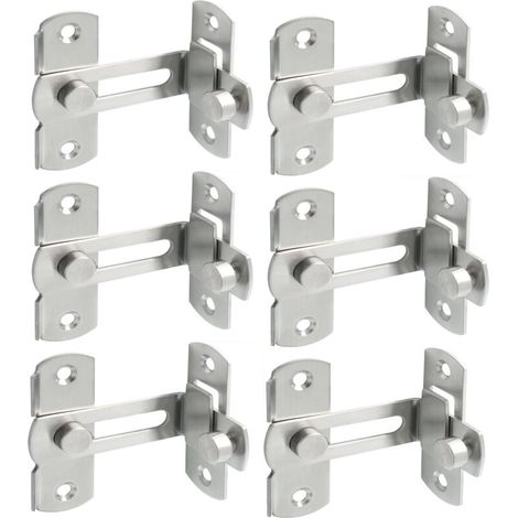 Verrou de porte à angle droit 90 degrés de grange coulissante en acier inoxydable, loquet de porte coulissante à rabat, Verrou de sécurité pour porte fenêtre armoire à vin jardin (6 articles)
