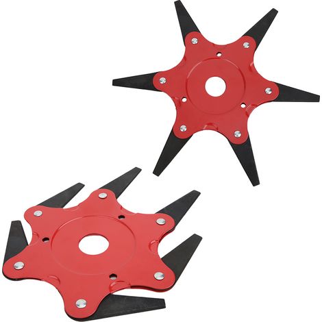 Tête débroussailleuse 6 lames en acier, coupe-bordures pour tondeuse, débroussailleuse et rotofil, rouge (1/5)