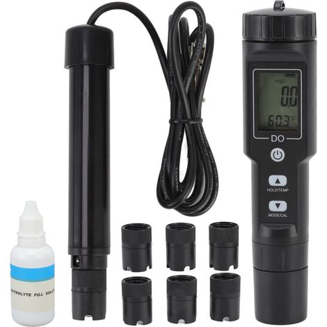 Dissolved oxygen meter with detachable probe, digital display, dissolved oxygen sensor for aquarium research, without backlight (1/5)