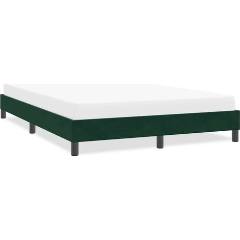 Cadre de lit sans matelas vert foncé 160x210 cm en velours avec sommier à lattes et pieds stables pour chambre à coucher (1/5)