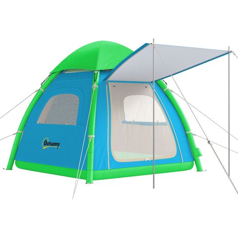 Tienda de campaña inflable para 3 personas, montaje rápido, tienda de campaña para exteriores con bomba de aire, ventana de malla, techo desmontable