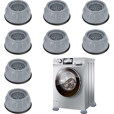 Lot de 8 patins anti-vibrations pour lave-linge, sèche-linge et meubles, gris (1/5)