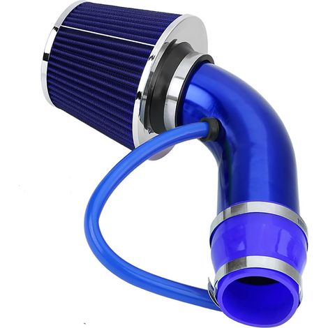Rosvola 76 mm Filtre d'admission d'air Froid,Filtre à air Sport Universel Refroidissement à Air Kit,Filtre d'entrée d'air de Voiture Système pour Voiture (Bleu)