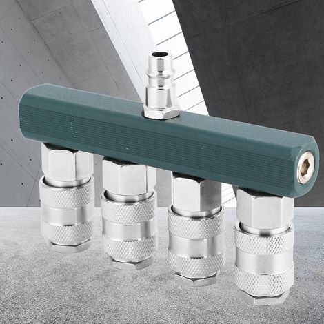 Raccord rapide 4 voies, filetage NPT 1/4", coupleur de tuyau d'air haute qualité, raccords pneumatiques (1/5)