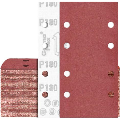 80 Abrasive Sheets 93x185mm Grit 180 Sandpaper 8 Holes Rectangular for Sanders (1/5)