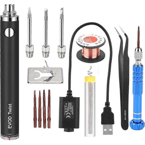 5V 15W Battery Powered Soldering Iron with USB Charge Soldering-Black-- (1/5)