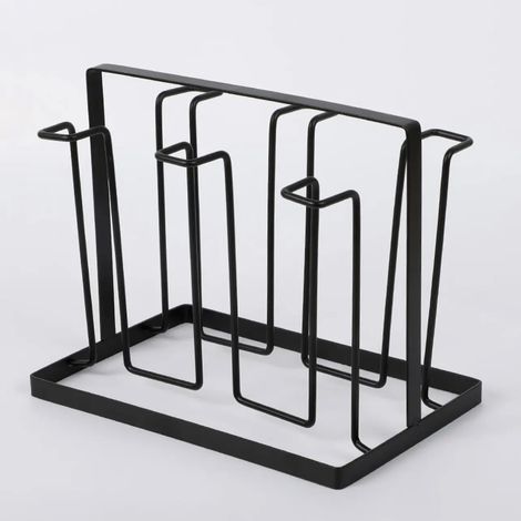 Escurridor de platos de metal negro, organizador de cocina, acero (1/5)