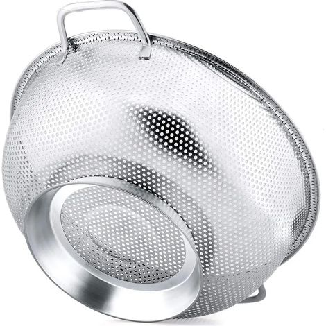 Passoire de cuisine en acier inoxydable - Poignée épaissie et base annulaire - Diamètre 28,5 cm (1/4)