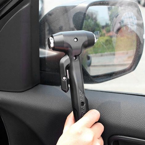 Marteau de secours pour casser vitre voiture et autocar - Outil d'évacuation avec poignée allongée (1/5)