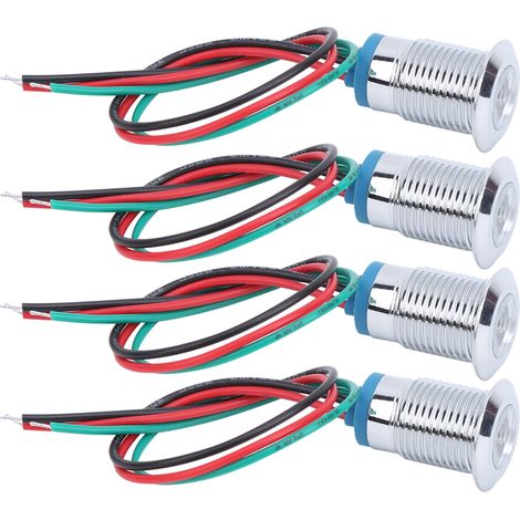 4 jeux de LED rondes précâblées étanches bicolores, électrode à anode commune 12 mm 3-6 V (rouge et verte) (1/5)