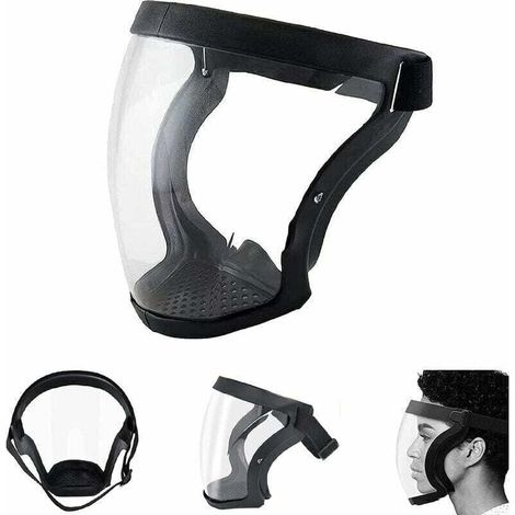 Écrans Faciaux Anti-buée, Écran Facial Super Protecteur Anti-poussière Visage Intégral Masque De Protection De Sécurité Transparent Noir, (1/4)
