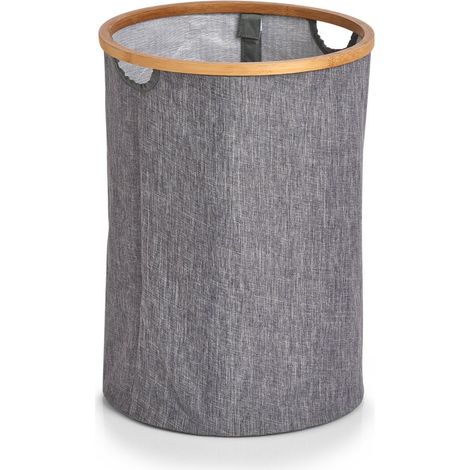 Wäschesammler mit Bambus-Gestell, 50 L, grau, ZELLER - ZELLER