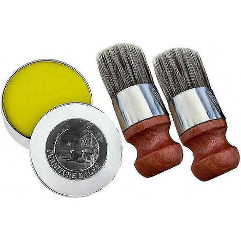 Crème d'entretien pour le cuir avec deux brosses à poils pour la protection et l'entretien des meubles. (1/3)
