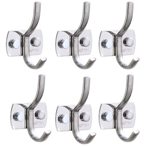 Set of 6 sturdy stainless steel wall hooks for coats, towels, backpacks, hats, keys, for kitchen, bathroom, bedroom (1/4)