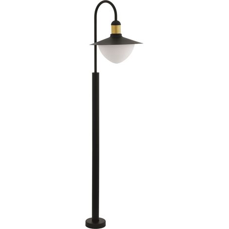 Lampione Esterno Contemporaneo Sirmione Metallo Nero Vetro Bianco 1 Luce E27 (1/4)
