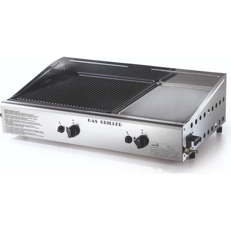 barbecue a gas ompagrill con plancha doppia 2 bruciatori 70,5x44x21,5 cm