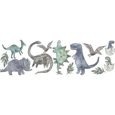 Sticker dinosaure autocollant pour chambre d'enfant, décoration murale dessin animé - 30 x 92 cm (1/4)