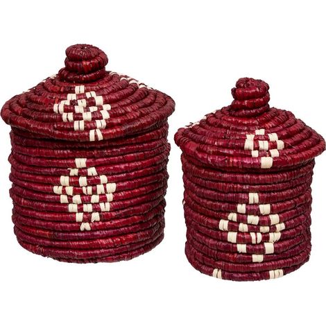 Lot de 2 Paniers en Paille "Sien" 34cm Terracotta