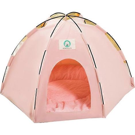 Haustier-Tipi-Hunde-Katzen-Outdoorbett Campingzelt abnehmbar Ruheplatz rosa Größe M – Haustierbett für drinnen und draußen.