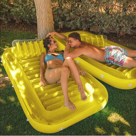 Grand transat gonflable flottant compatible avec piscine, bain de soleil, matelas de soleil gonflable, extérieur, jardin, cour avec pompe à air manuelle[NX] (1/5)