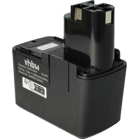 vhbw Batterie compatible avec Bosch PDR 9.6 VE, PSB 9.6 VE-2, PSB 9.6VES2, PSB 9.6VES-2 outil électrique (3300mAh NiMH 9,6 V)