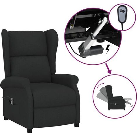 Fauteuil inclinable électrique à oreilles en tissu noir (1/5)