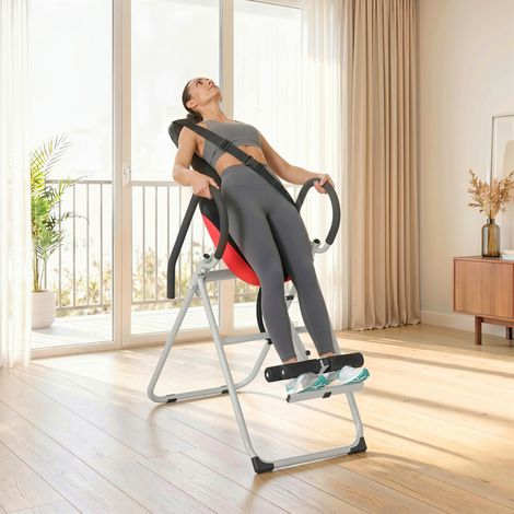 Table d'inversion pliable avec sangle de cheville réglable et ceinture de sécurité antidérapante