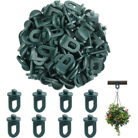 50 - Clips De Serre - Supports Pour Plantes - Suspension De Pots Et Paniers - Organisation D'Espace Intérieur Et Extérieur - Vert - 3,2x2cm (1/5)