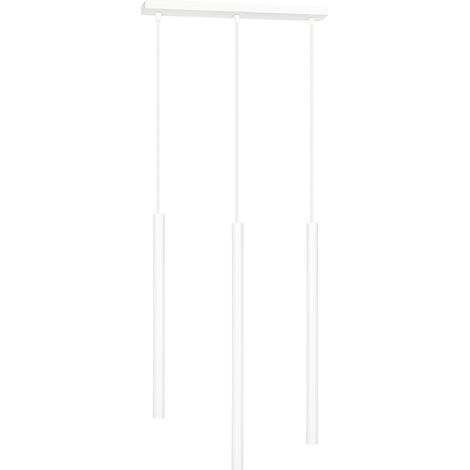 Lampadario 3 Luci Moderno Shu Acciaio Bianco E Paralumi A Cilindri Sottili (1/5)