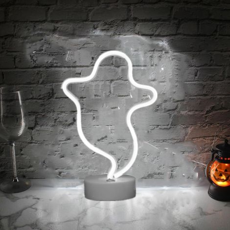 Veilleuse d'Halloween, lumière LED, néon, décoration lumineuse d'Halloween White Ghost Base (1/5)