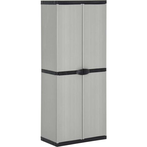 Armoire de jardin Armoire de rangement - Meuble de Rangement 3 étagères Gris/noir 68x40x168cm BV108808 - BonneVie (1/5)