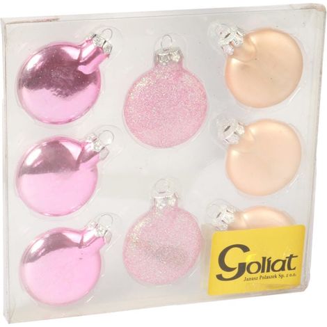 Set mit 8 flachen, rosafarbenen Glaskugeln (1/5)