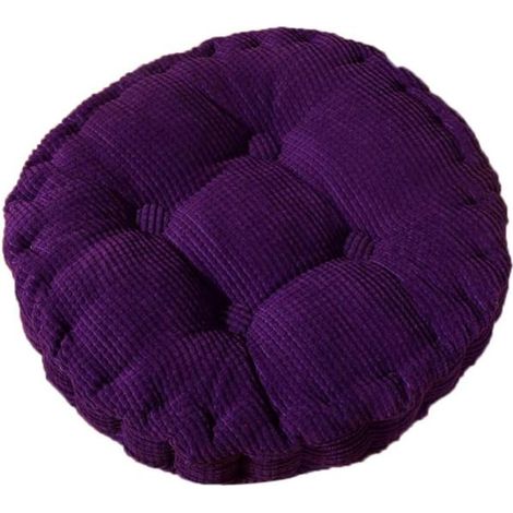 Coussin de chaise rond, épais et matelassé, pour l'intérieur et l'extérieur, violet (1/5)