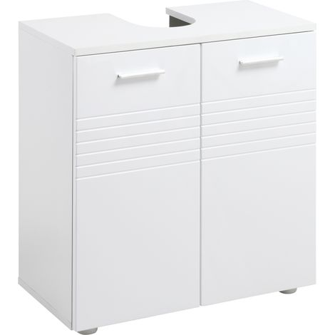 easycomfort mobile sottolavabo per bagno a 2 ante in legno con mensola regolabile, 60x30px62.5cm (1/5)